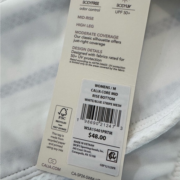 CALIA Women's Mid Rise Swim
Bottoms Ivory Blue stripe Size M NWT - Picture 7 of 11